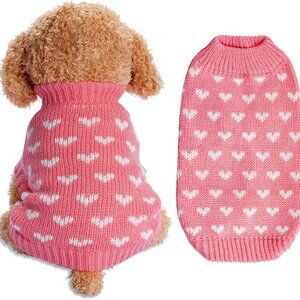 Dog Knitted Sweater Heart Puppy Sweater Warm Soft Pet Holiday Clothes for Small